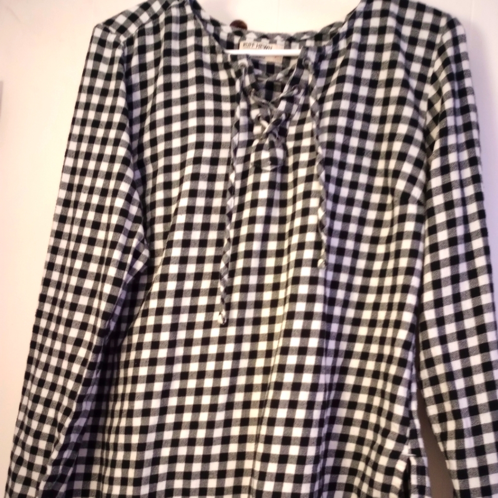 Ruff Hewn tunic style black and white checkered top
